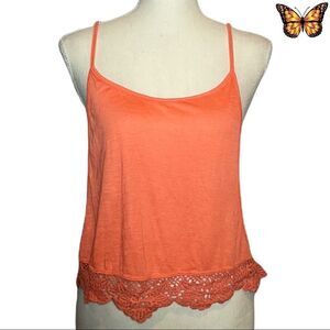 COTTON Candy Open Sides Crochet Trim Crop Top Size Medium